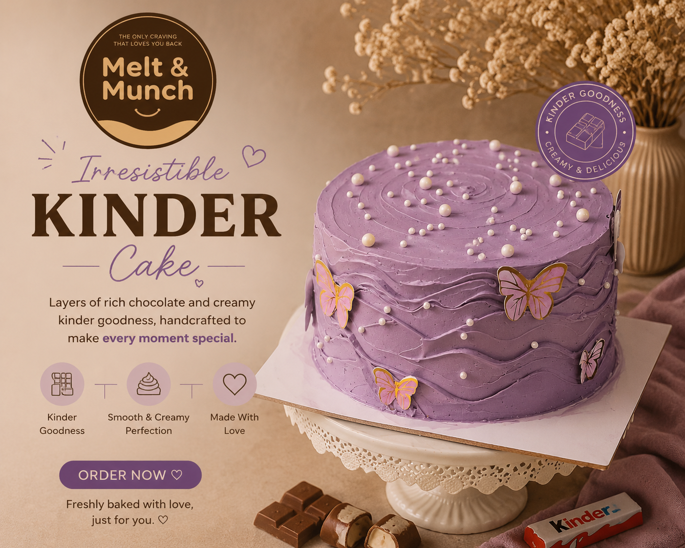 Purple Kinder Chocolate Cake