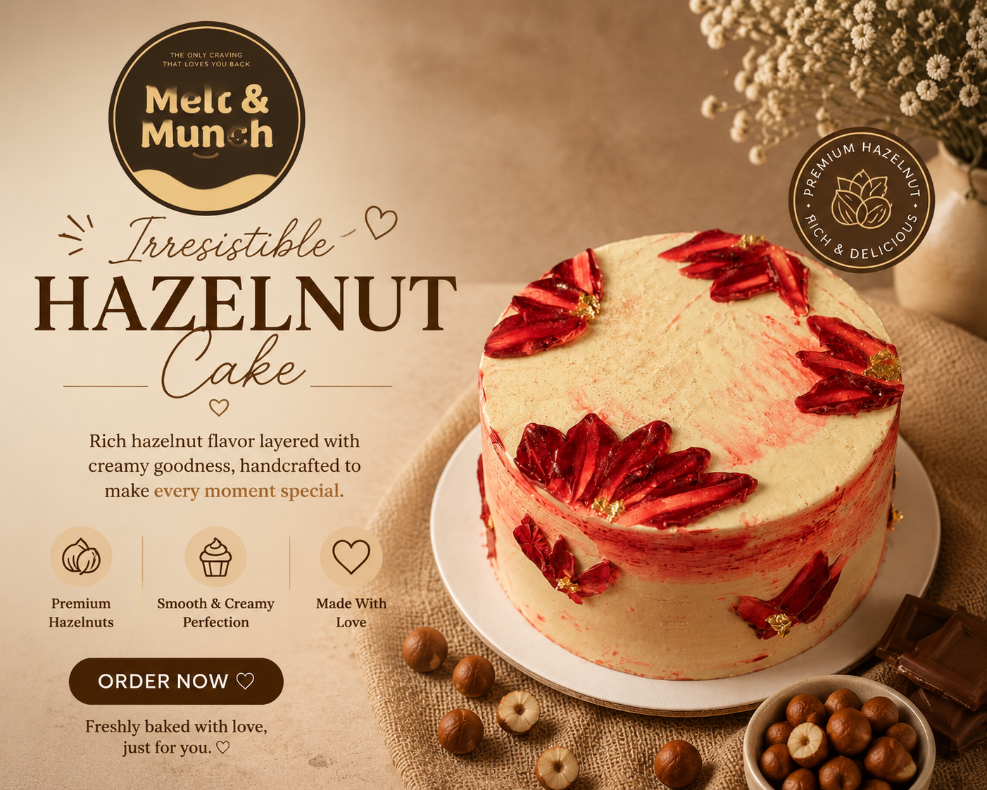 Hazelnut Strawberry Cake