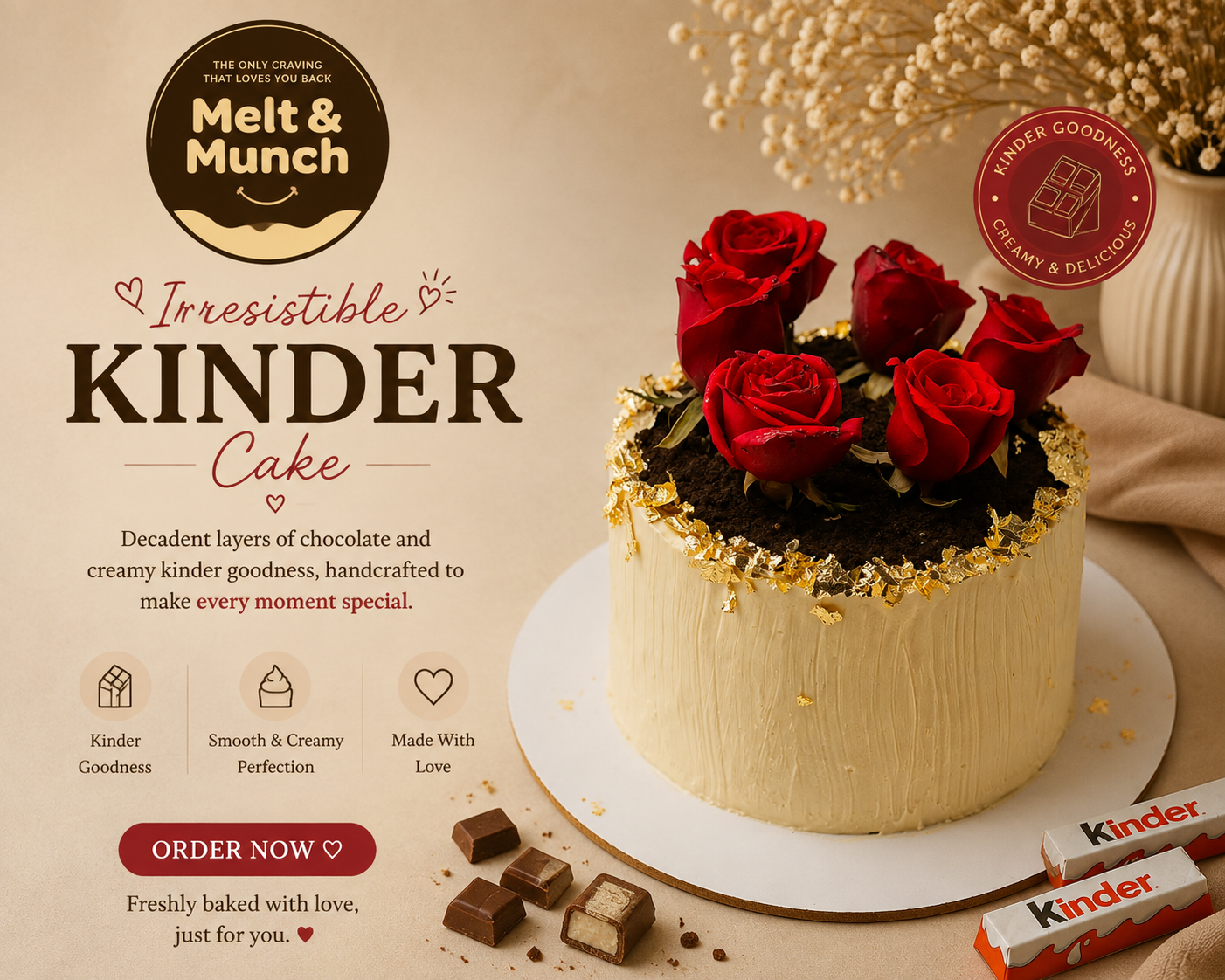 Kinder Roses Cake